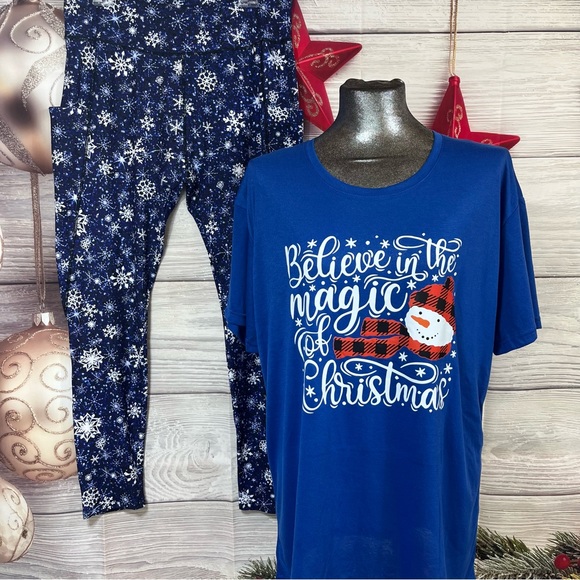 5XL Christmas T-shirt with Curvy+ Christmas leggings - Picture 1 of 14